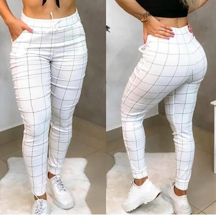 Calça quadriculada discount