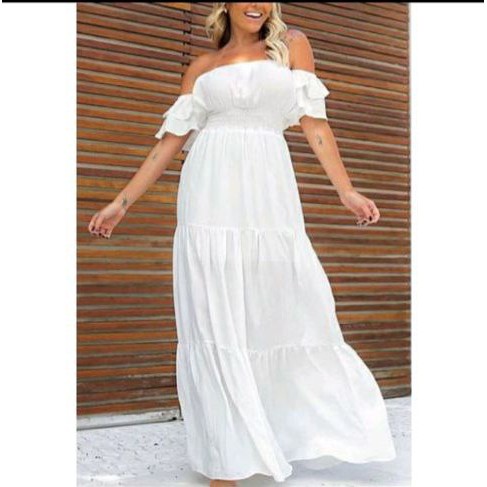 Vestido longo best sale ciganinha branco