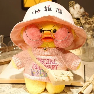 Larafan Café Pato Amarelo De Pelúcia Brinquedo Dos Desenhos Animados Kawaii Boneca Animal Travesseiro Menina Ano Novo Crianças Presentes Pode Ser Vestir