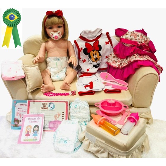 Boneca Bebe Reborn Realista Menina Loira Barbie Pode Banho - Chic Outlet -  Economize com estilo!