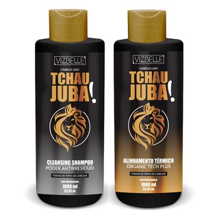 KIT ALINHAMENTO TERMICO TCHAU JUBA! E CLEASING SHAMPOO 1L VIZBELLE. PROGRESSIVA PARA TODOS OS TIPOS DE CABELO, CABELO LISO E SEM FRIZZ