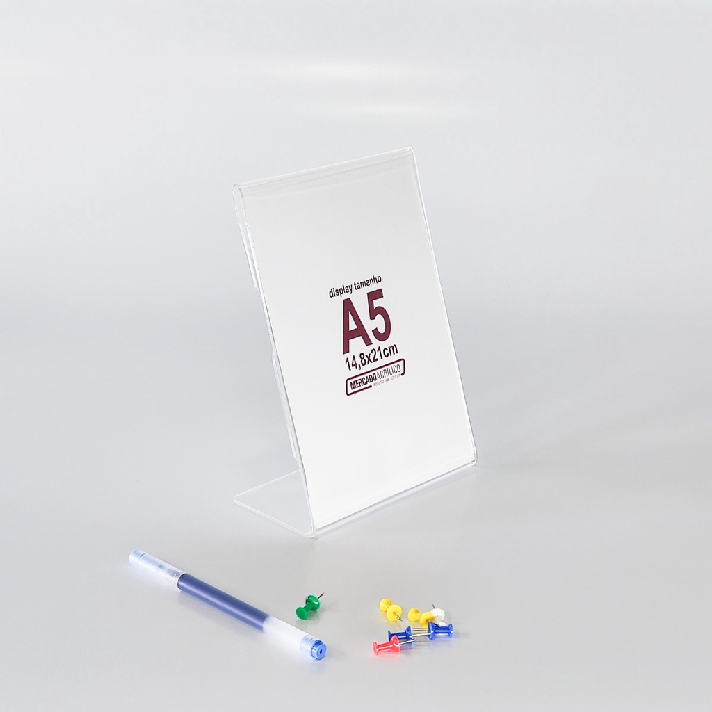 Pack De 5 Soportes Acrílicos A5 Con Base De Madera, Expositores De Mesa Doble Cara Para Carteles Y Menús