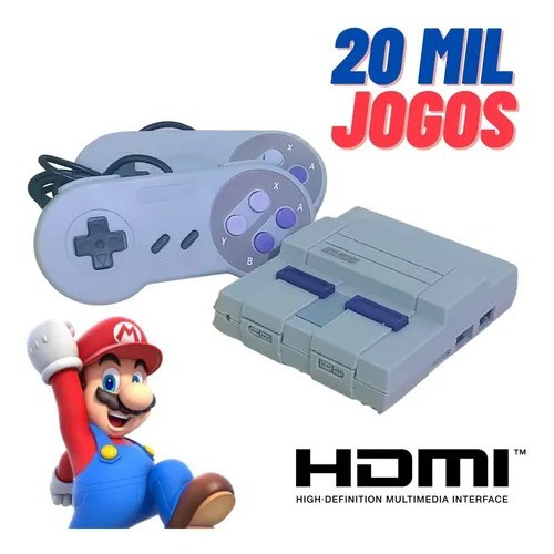 Mini Super nintendo 93 mil jogos 2 controles + Brinde Estrela Super Mário