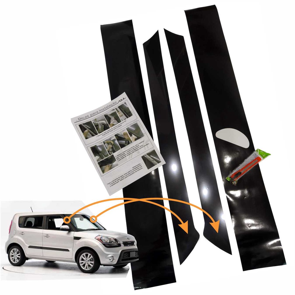 Moldura Coluna Para-brisa Kia Soul - KIT PARA ENVELOPAMENTO