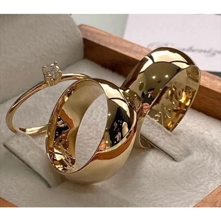 Alianças Casamento Tradicional 8mm Ouro Anatômica Aço Noivado + Anel Solitário