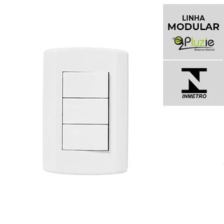 Interruptor 3 Teclas Simples 4x2 Pluzie Pluzi Modular