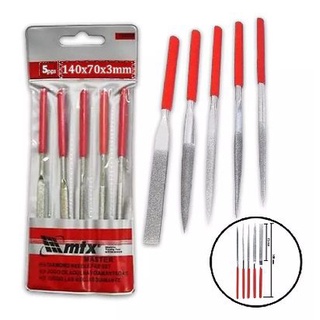 Kit De Lima Agulha Diamantado Reforçado 5 Pçs 140mm Sparta