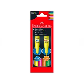 Canetinha Vai e Vem Neon FABER-CASTELL c/ 6 Cores