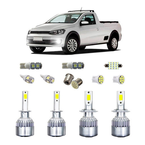Kit Lampada Super Led Saveiro G5 G6 Farol Baixoalto 6500k