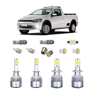 Kit Lampada Super Led Saveiro G5 G6 Farol Baixoalto 6500k