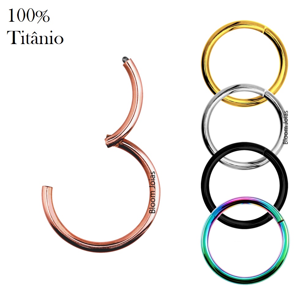 Piercing argola clicker haste fininha cravejada - Titânio G23 ou PVD  GoldPiercingsBub Gli Piercings & Trend´s