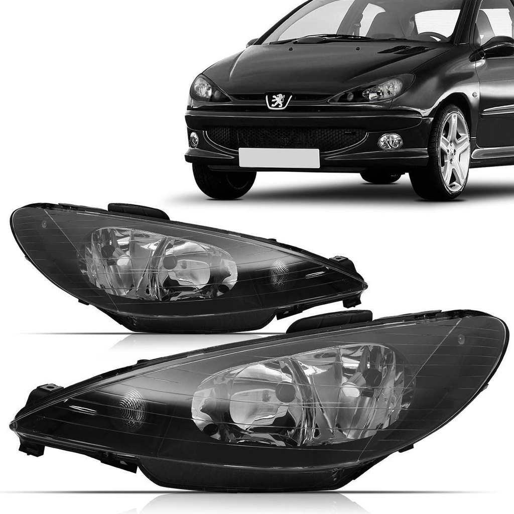 Farol Peugeot 206 2004 2005 2006 2007 2008 2009 Liso Foco Duplo ...