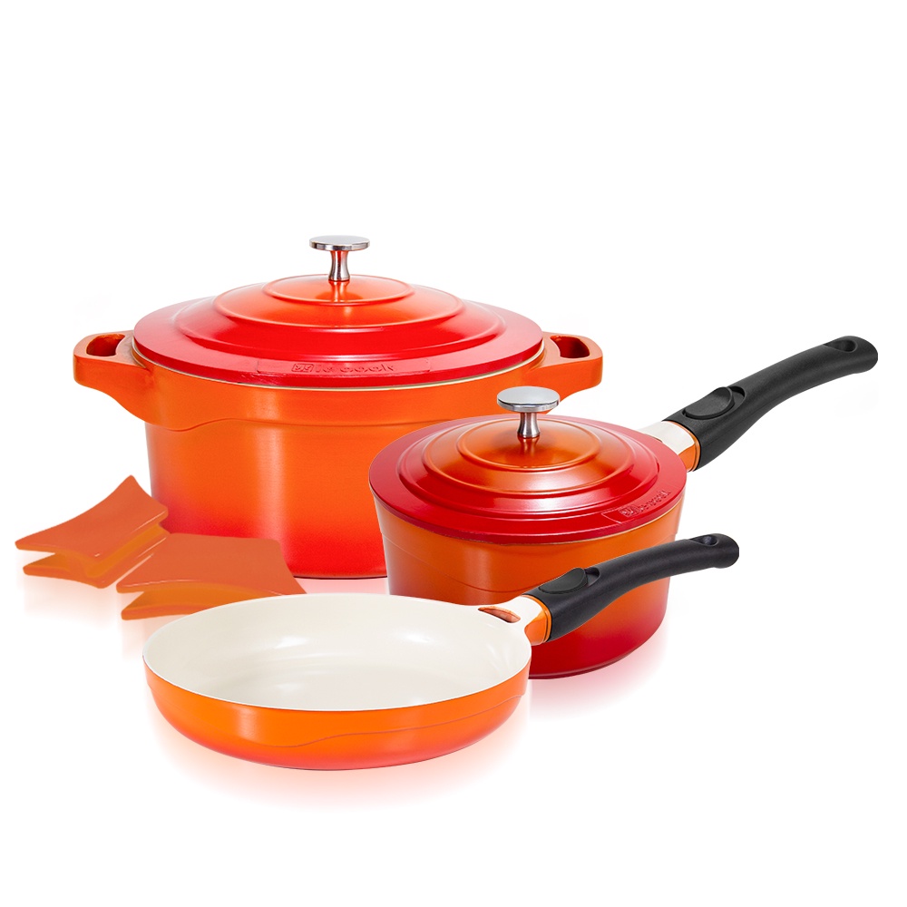 JOGO DE PANELAS LE COOK PREMIER RED 4 PCS - 1,7L / 2L / 2,6L / 4,5L