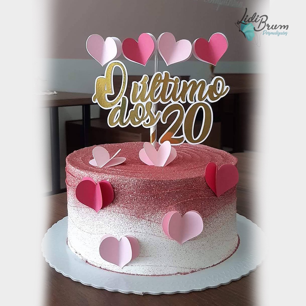 Topo De Bolo Decoração Festa Aniversário 20 Anos em Promoção na