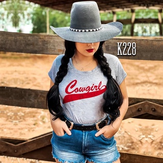 Blusa T Shirt Cinza Feminina Frase Cowgirl Country K228