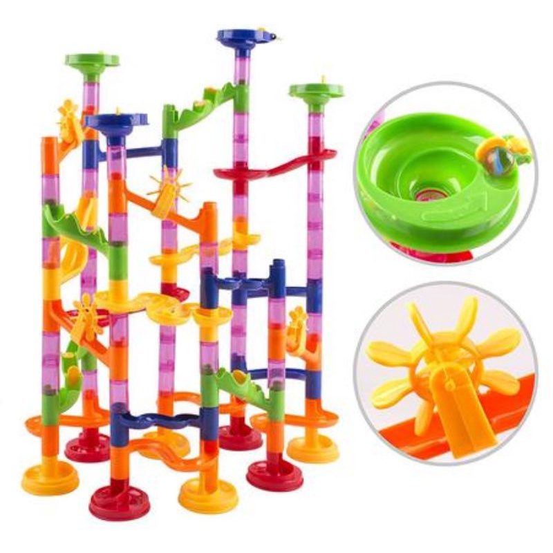 Brinquedo Educativo Pista de Montar Rola Bola 105 Peças Para Construir ...