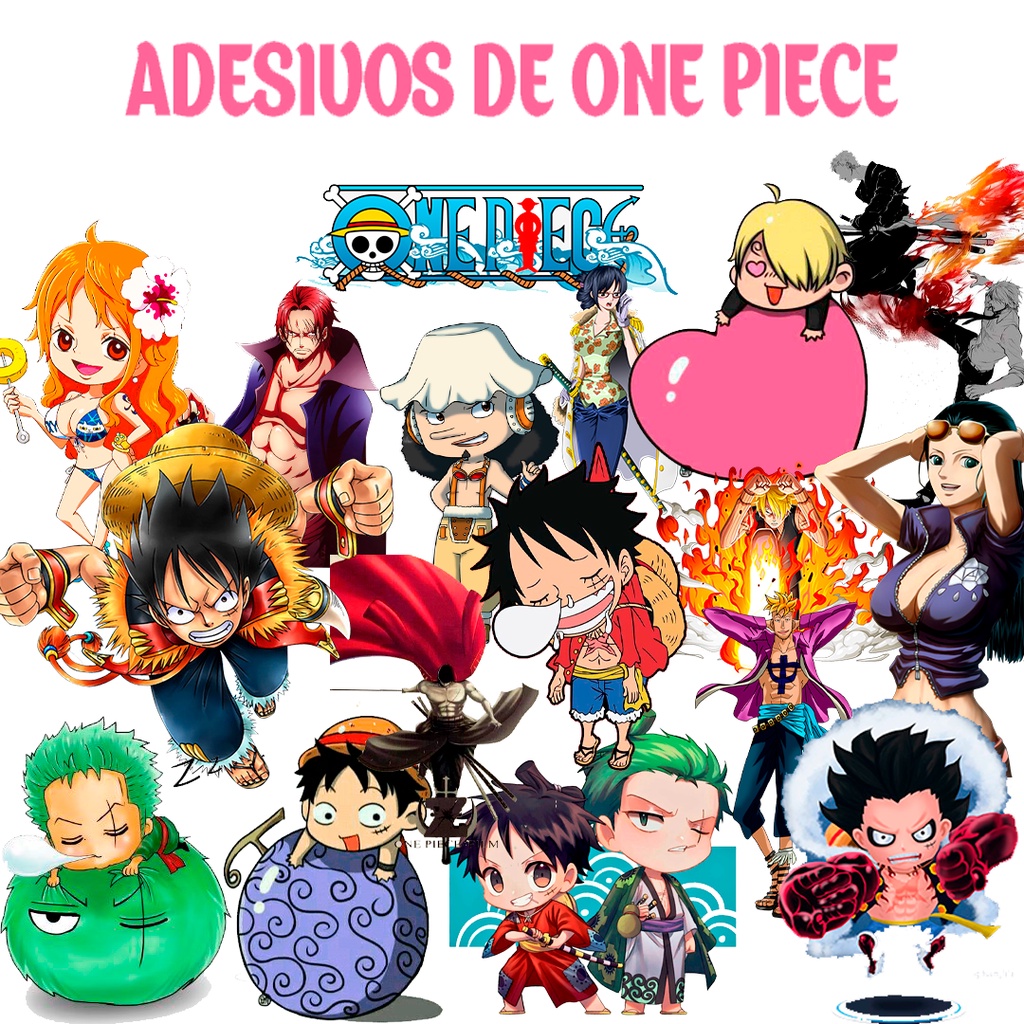 6 Adesivos Capa Caderno Prático Personagens Anime One Piece