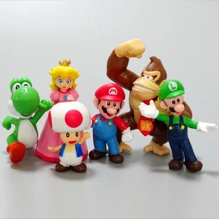6pçs / Conjunto Figuras Super Mario Anime Mario Bros Pvc Modelo Brinquedos Para Crianças De Aniversário