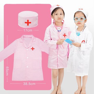 Kids Doctor Nurse Uniforms Halloween Surgeon Role Cosplay Party Boys Meninas Manga Longa Estetoscópio Custume Jogo Familiar De Brinquedos