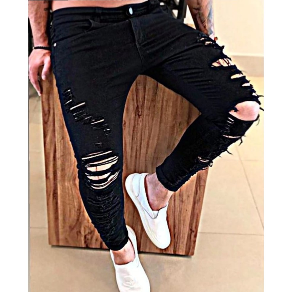 Calça preta hot sale masculina destroyed