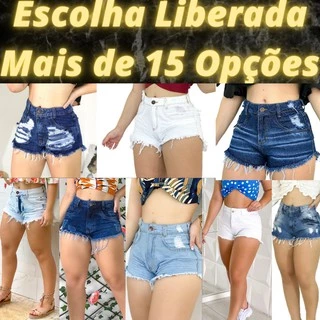 Kit 12 Bermuda Short Jeans Feminino Cintura Alta Atacado Revenda
