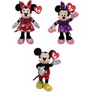 Mickey Minie Pelúcias Ty Beanie Babies Minnie Rosa Roxa Pelúcia 20 cm