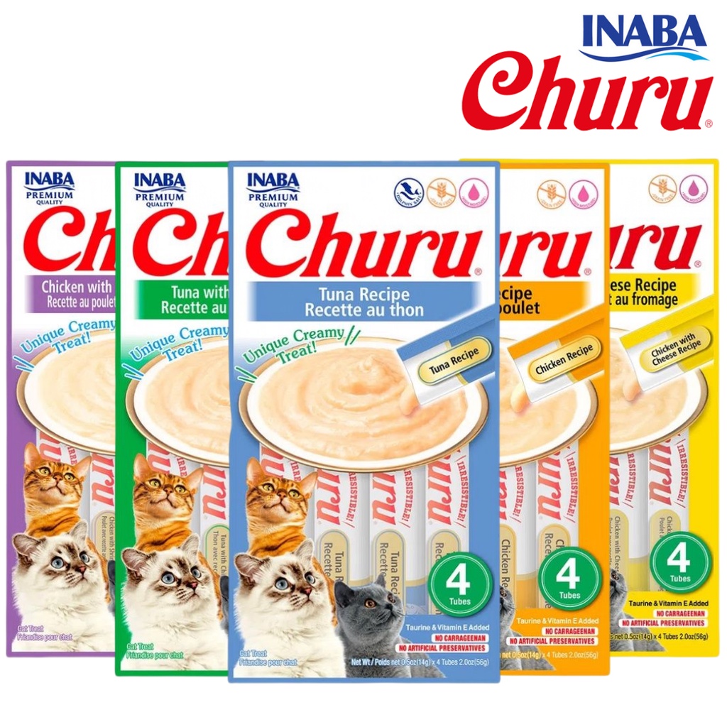 Sachê Purê Churu Galinha para Gatos com 4 unidades - 56g