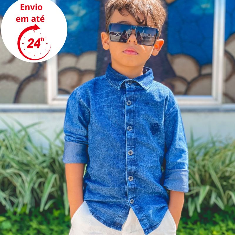 Camisa jeans 2024 para menino