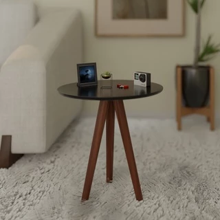 Mesa de Apoio / Lateral ou Centro Retrô 50cm Preta Para Sala de estar