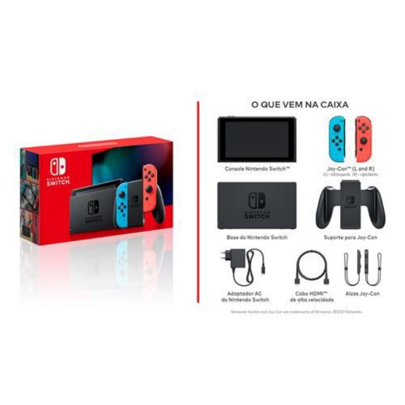 Console Nintendo Switch OLED - Azul e Vermelho Neon