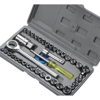 Kit Reparo Mecanica Jogo De Soquete 40 Pcs + Jogo Chave Torx 7 Pcs T10 A T40