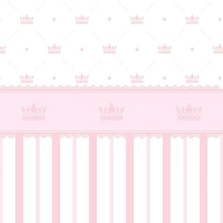 Papel de Parede Adesivo Para Quarto de Bebê Menina Rosa e Branco Com Faixa de Corôa Princesa Realeza Decoração Parede Quarto Infantil - SSBB-003