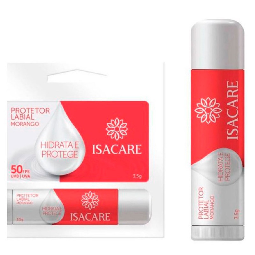 Protetor Labial Morango FPS 50 Sem Cor Isacare 4,5g | Shopee Brasil