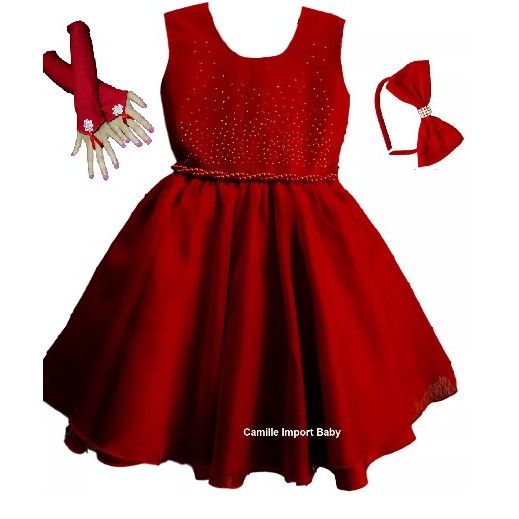 Vestido Para Meninas de 4-7 anos de idade Vestido Red Polka Dot Sling