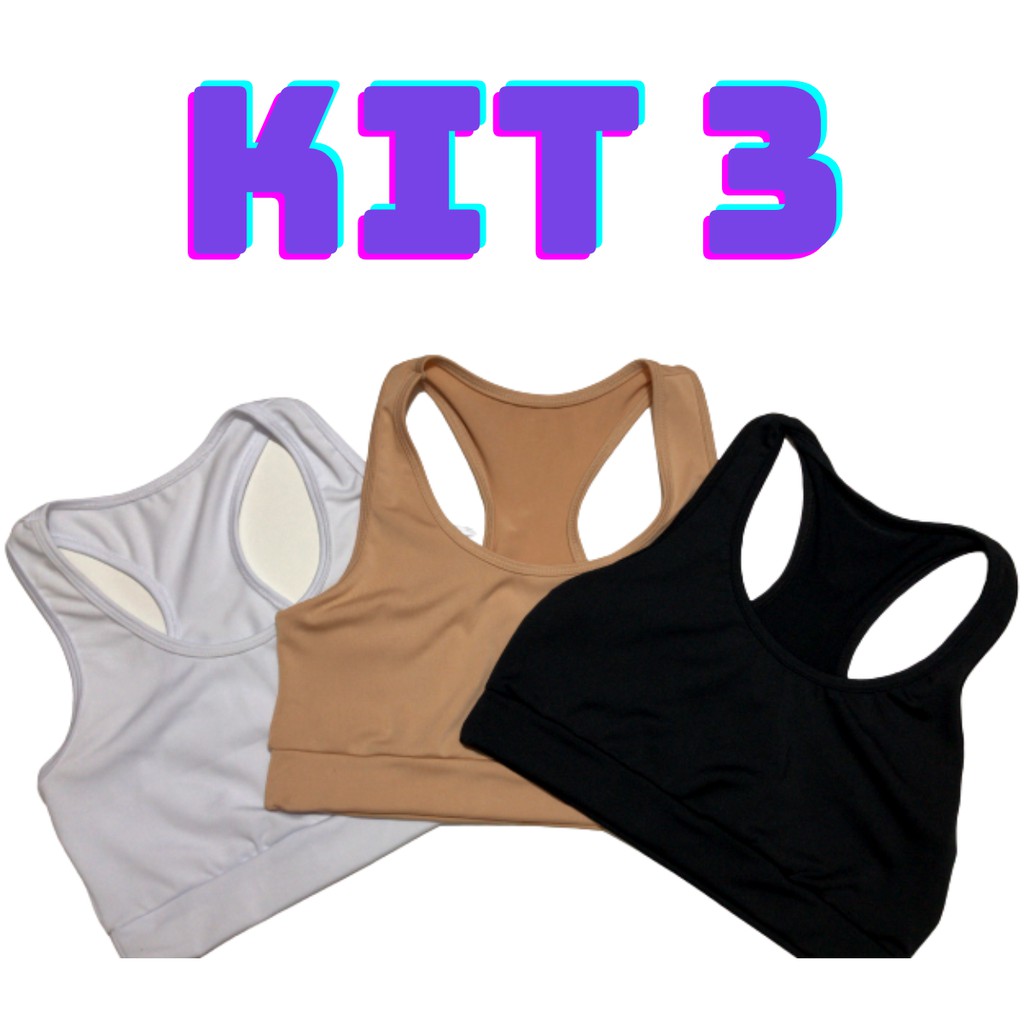 Top Para Usar Em Baixo Da Roupa Estilo Sutiã Feminino Kit 3 Unidades  Promoção