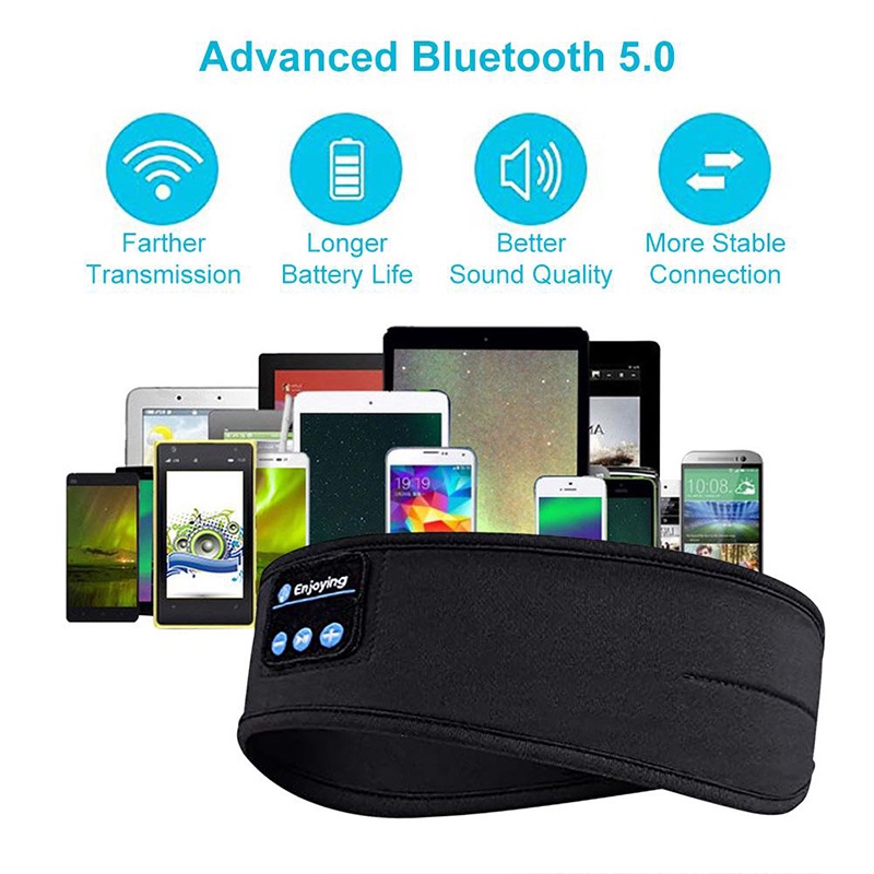 Maschera wireless Bluetooth 5.0 per dormire Sport Shadow Xiaomi IOS Android Tutti i telefoni_voghion.com