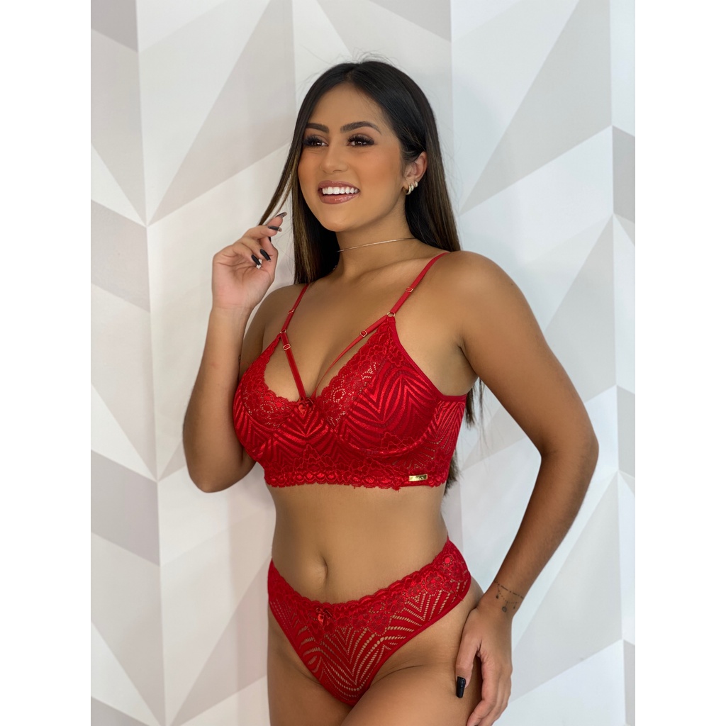 Conjunto Lingerie Renda Bianca Sem Bojo Com Arco Calcinha Sutiã Conforto Sultien Rendado Sexi