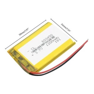 1 Unidade 603450 3,7v C/ 2 Fios 1200mah 6mm X 34mm X 50mm 