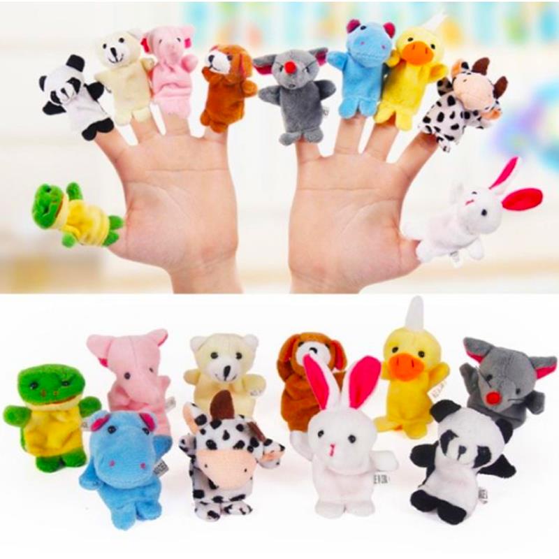 10 Pcs Pequeno Animal Dedo Fantoche Boneca Mão Bebê Brinquedo Educacional Dos Desenhos Animados Menino Menina Família Bonito