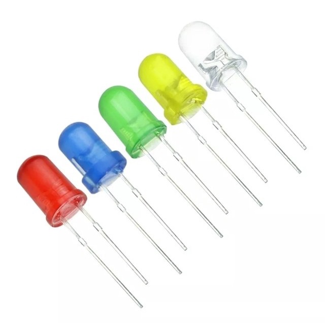 10x LED Diodo Emissor de Luz  | Cores: Vermelho, Azul, Amarelo, Verde e Branco (2 de cada) em Oferta na Shopee