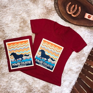 T-shirt Blusa Country Cavalo Babylook Feminina Vermelha