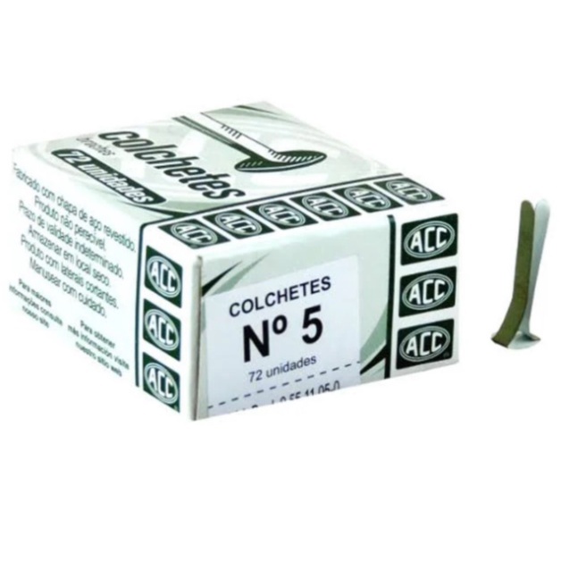 Colchetes Nº5 Aço Metálico Caixa C/ 72 Un. ACC | Shopee Brasil