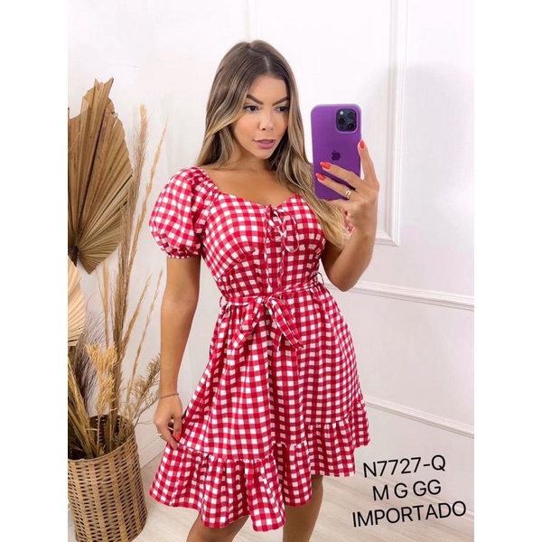 Vestido xadrez sale simples