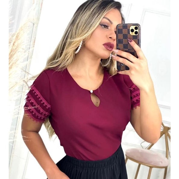 Blusa Social Feminina Manga Curta Moda Evangelica