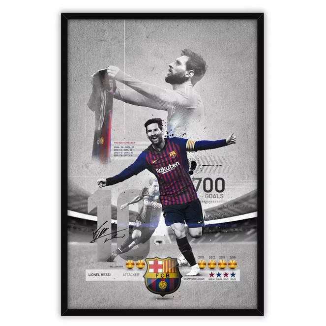 Quadro decorativo1 peça 40x60 Messi jogador de futebol para sala