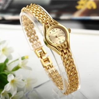 Relógio Analógico De Quartzo Feminino Em Aço Inoxidável Com Pulseira De Ouro