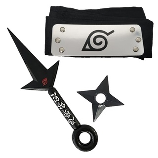 Capa Manto Minato + Bandana Aldeia da Folha + Kunai Shuriken