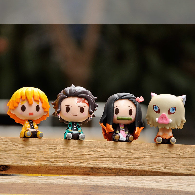 4pcs/set Anime Demon Slayer Kimetsu No Yaiba Figura Q Posket Kamado Tanjirou Nezuko Agatsuma Boneca De Brinquedos