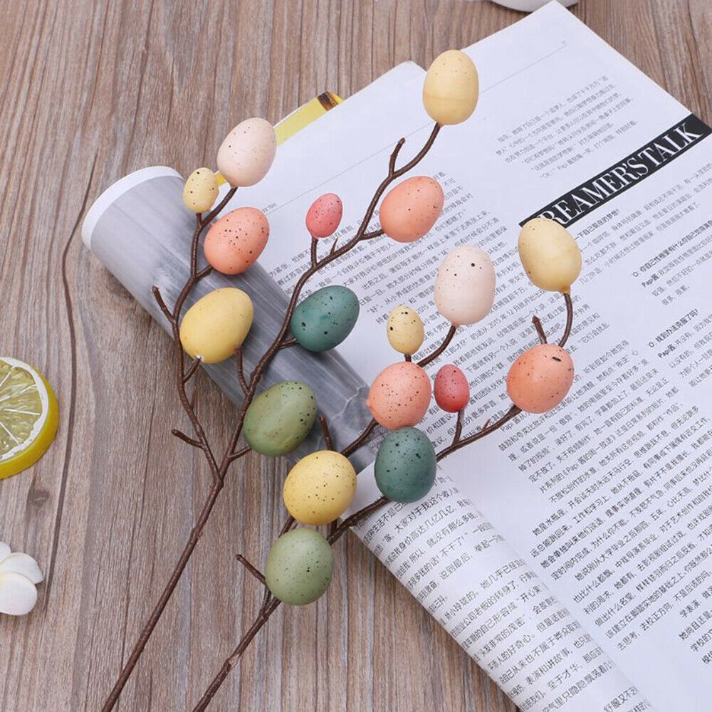 Enfeites De Árvore De Ovo Realistas Para Crianças DIY Artesanato 1 Ramo De Páscoa Decoração De Flores Espuma Decorações 