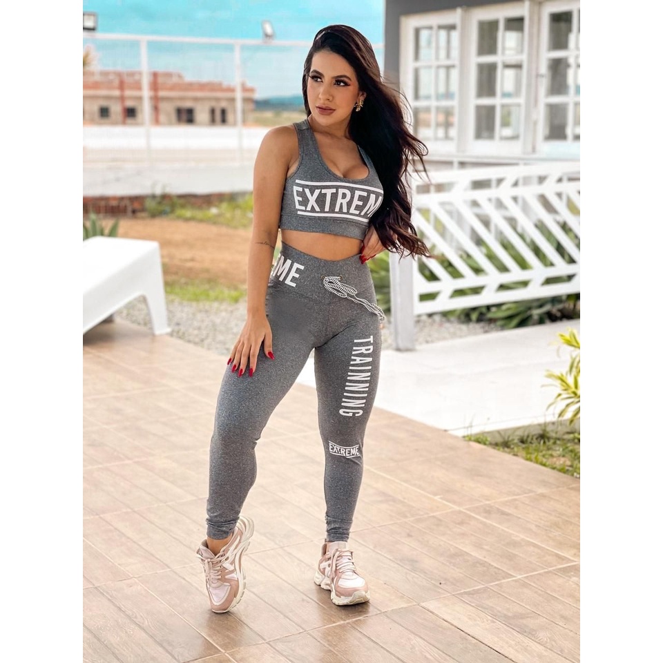 Conjunto Fitness Feminino Calça Legging e Top Academia em Promoção na  Shopee Brasil 2024